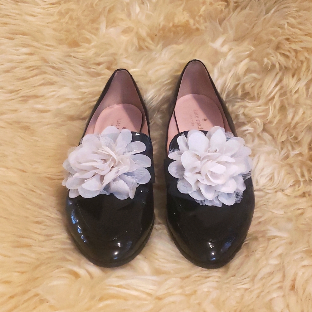 KATE SPADE NEW YORK Patent Leather Floral Print Loafers Size: 9 1/2